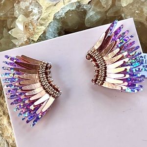 🌺🎉HP🎉🌺 NWT Mignonne Gavigan Mini Madeline Earrings Rose Gold Glitter
